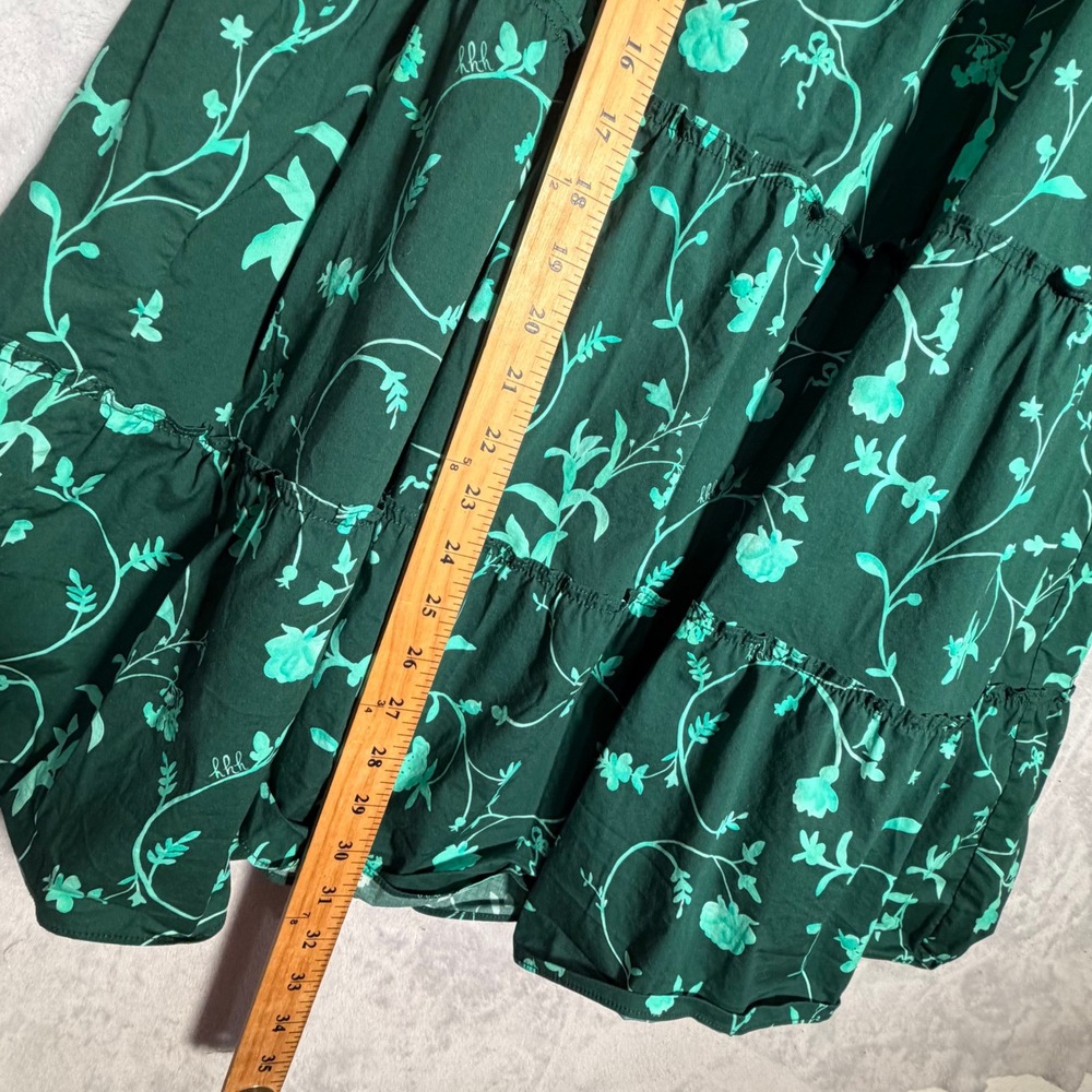 Hill House Home The Ellie Nap Dress Women XS Green Botanical Floral Smocked Midi - Picture 9 of 9
